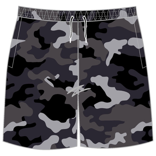 DARK GREY 2 CAMO LASERCUT PERFORMANCE FISHING SHORTS / SWIM SHORTS