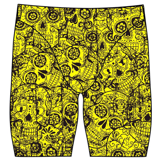 Male jammer swimsuit- Neon Mexican Skulls - DG apparel competitive swimwear lifesaving waterpolo south african flag swimwear triathlon running