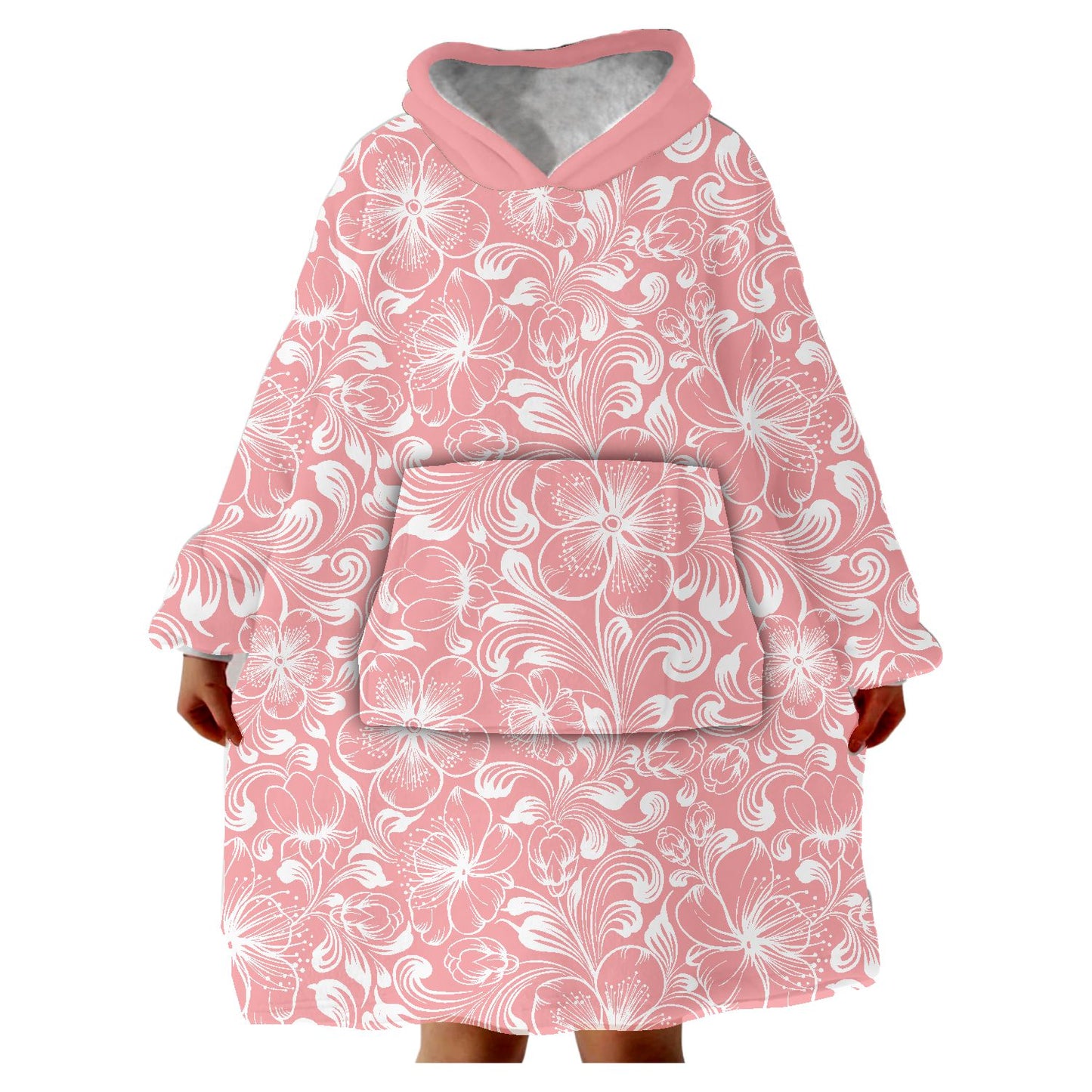Snugglee Pink Floral Hoodie Blanket