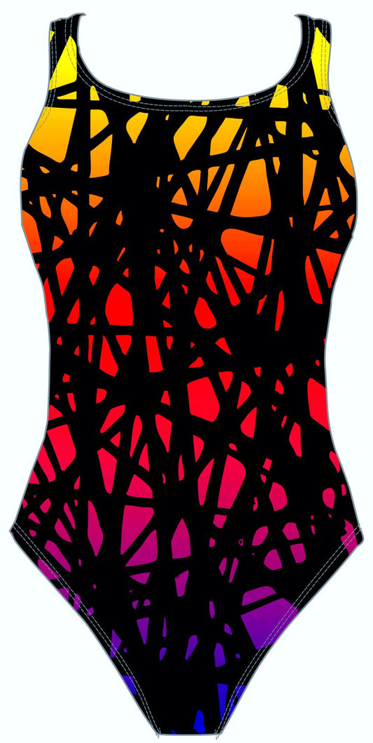 Female fastback swimsuit- Neon Web