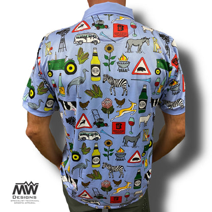 44 Suid Afrika - Light Blue Printed Golf Shirt (3467)