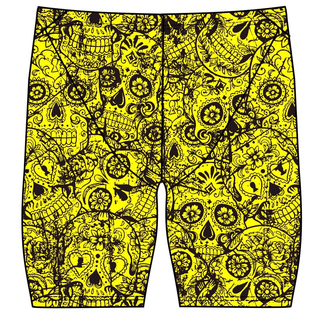Male jammer swimsuit- Neon Mexican Skulls - DG apparel competitive swimwear lifesaving waterpolo south african flag swimwear triathlon running