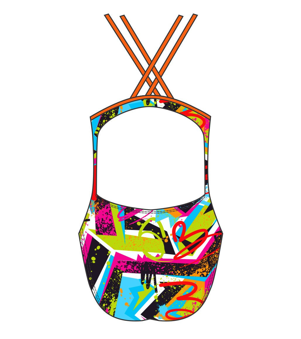 Female fastback swimsuit - Cool Vibes Neon Design