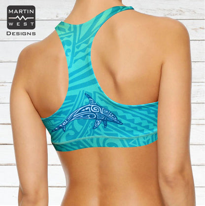 Female Tattoo Dolphin  Paddle/swim reversible Crop Top