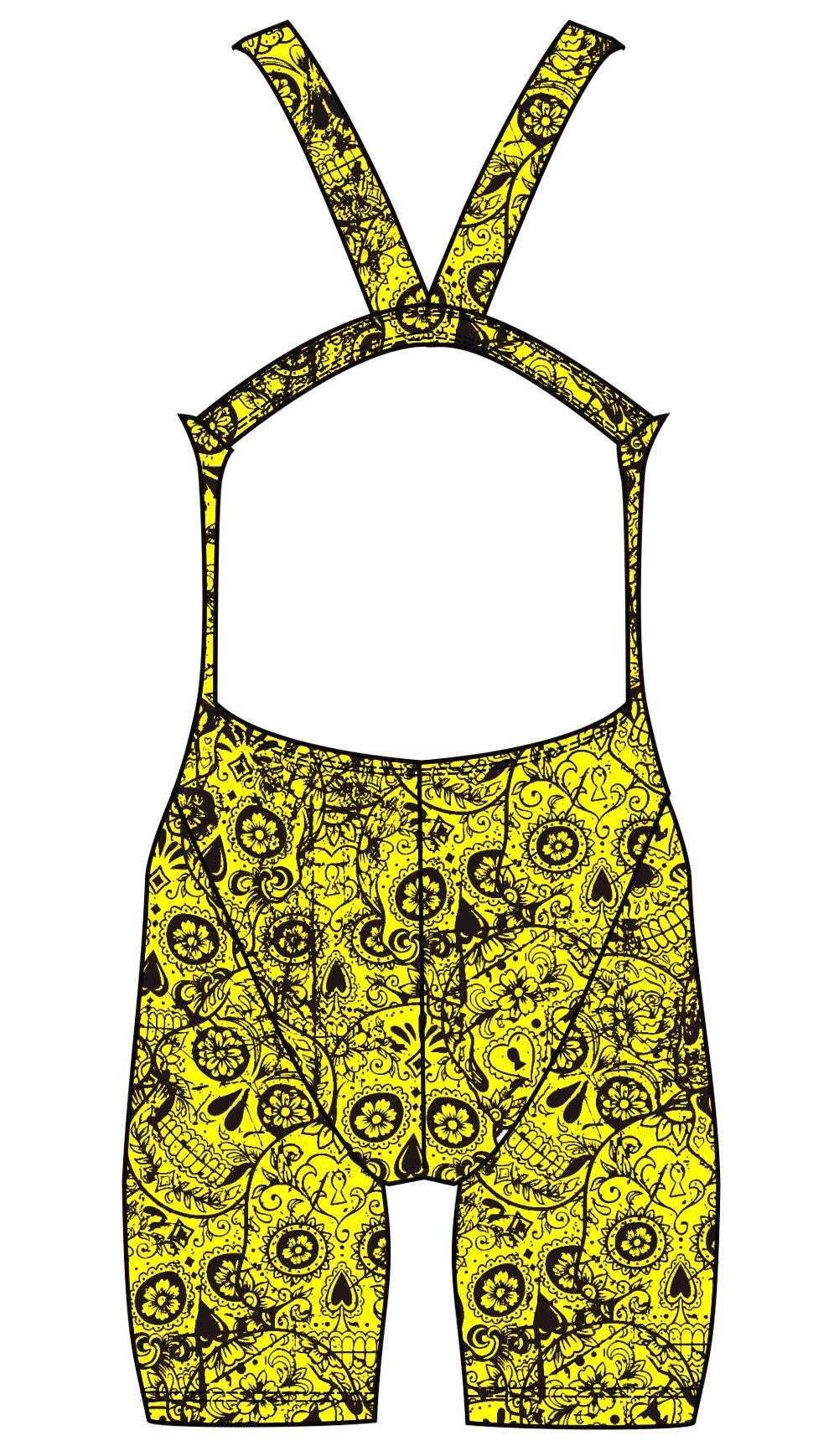 Female kneeskin swimsuit - Neon Mexican Skulls - DG apparel competitive swimwear lifesaving waterpolo south african flag swimwear triathlon running