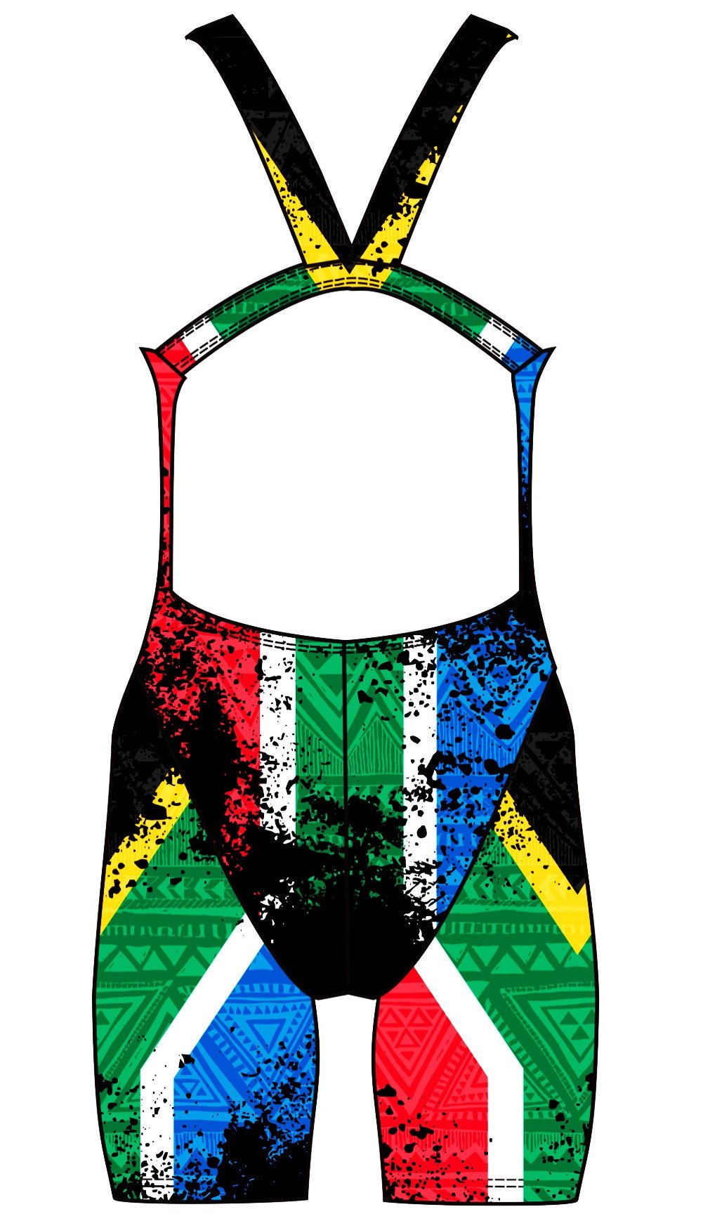 Female kneeskin swimsuit - South African Flag - DG apparel competitive swimwear lifesaving waterpolo south african flag swimwear triathlon running