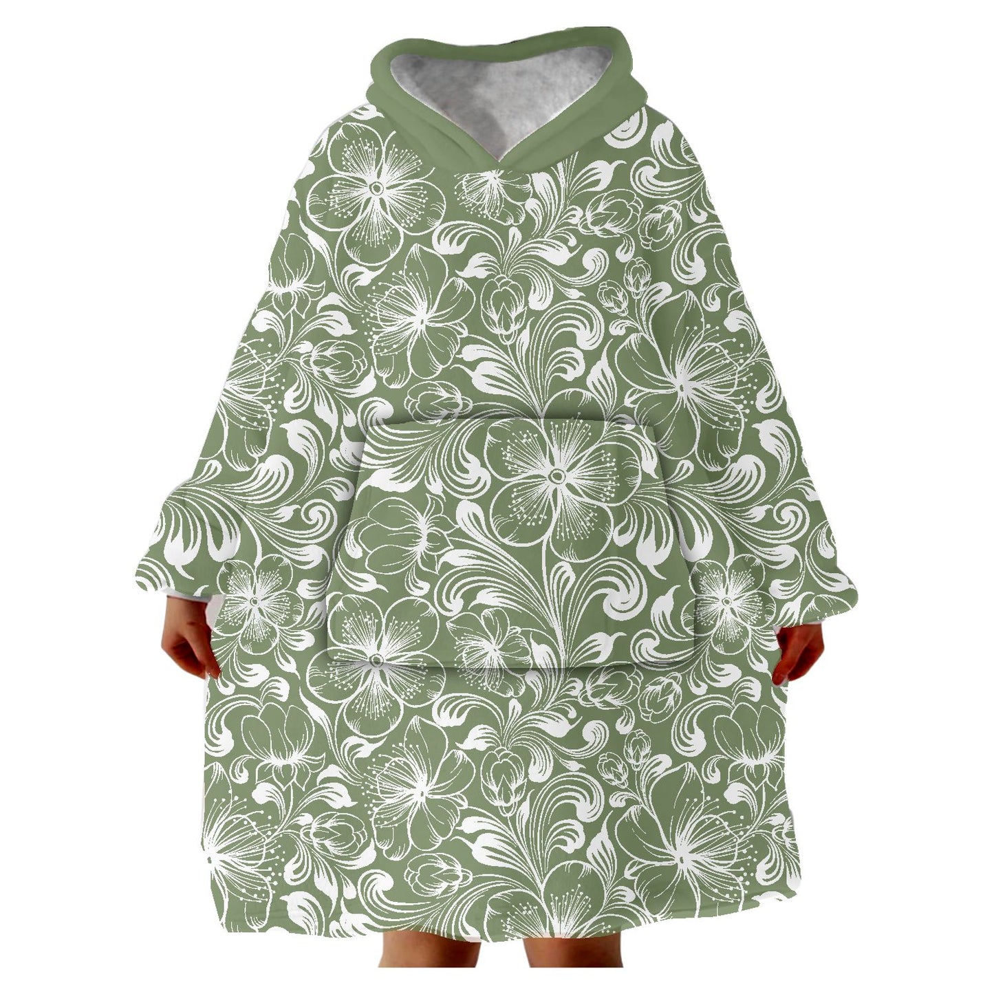 Snugglee Olive Floral Hoodie Blanket