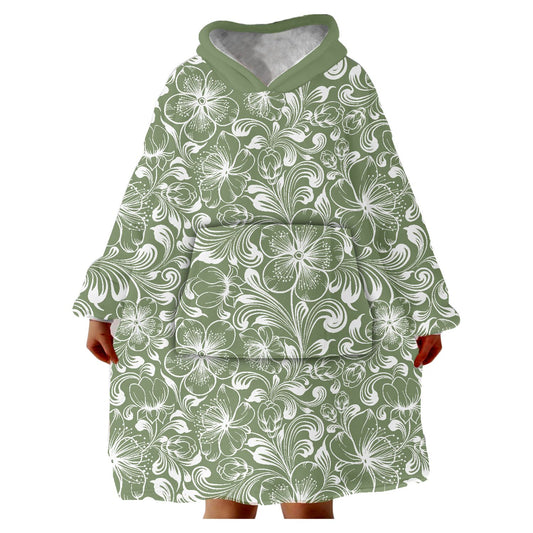 Snugglee Olive Floral Hoodie Blanket