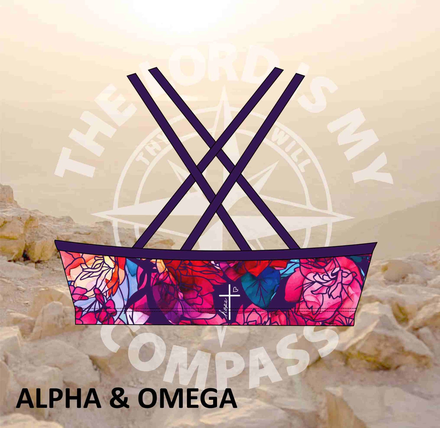 Alpha And Omega Purple Floral Bikini Top